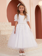 Claire Communion Dress - Puff Sleeves & Embroidered Elegance